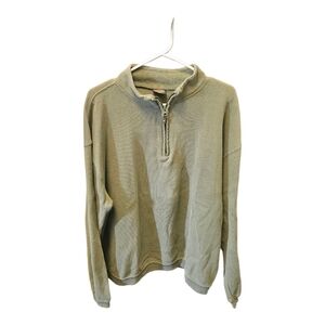 Men's Woolrich Olive Pullover Quarter Zip 100% Cotton Shirt Size XL